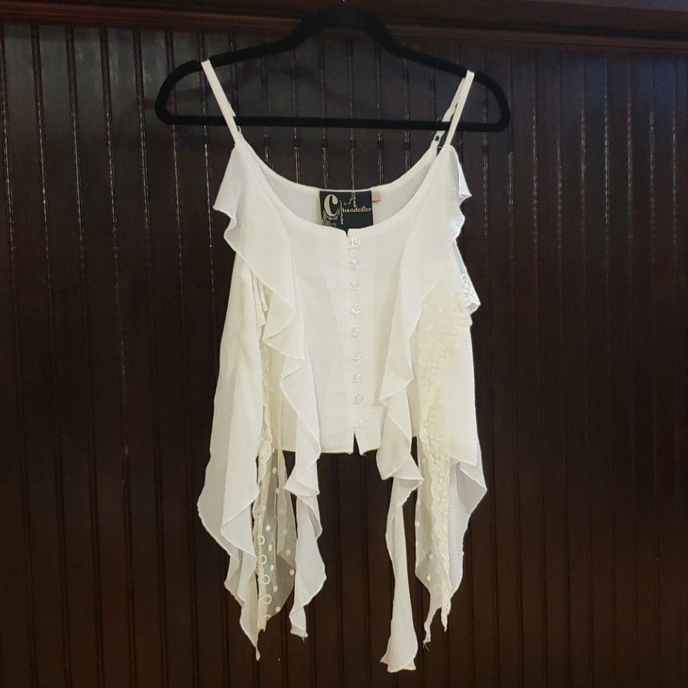 White Frilly Cropped Tank